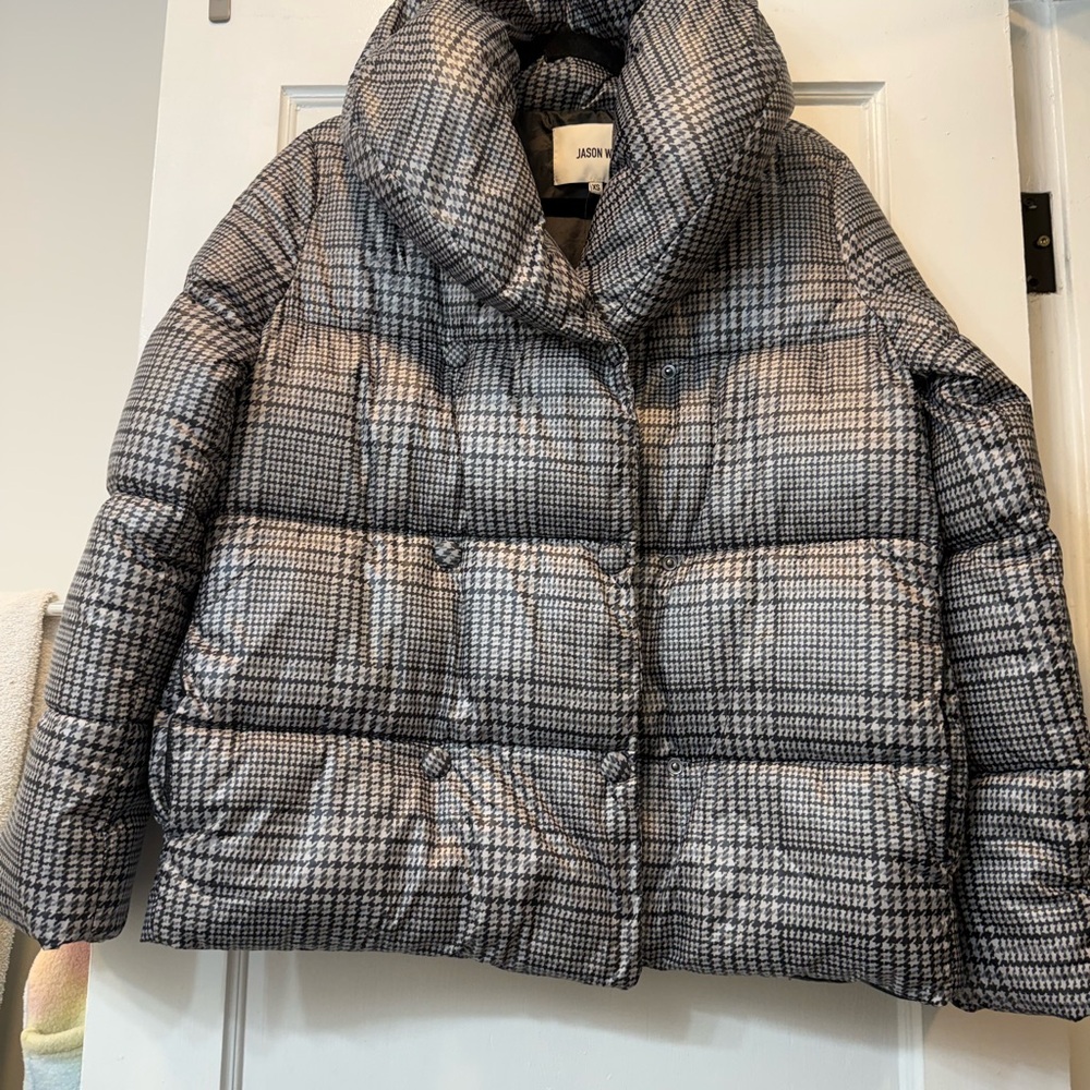 Jason Wu Black and White Houndstooth Puffer Jacket